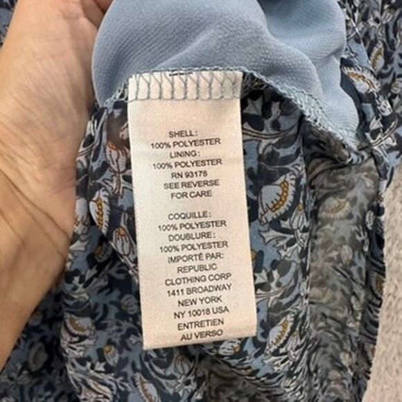 Chelsea & Theodore 2X Blue Floral Sheer Boho Blouse Balloon Sleeves Flowy - Picture 7 of 10